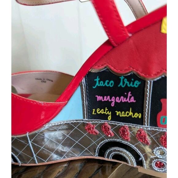 KATE SPADE TACO TRUCK DORA WEDGE ESPADRILLE PLATFORM SANDAL RED PATENT 6M - Picture 8 of 13